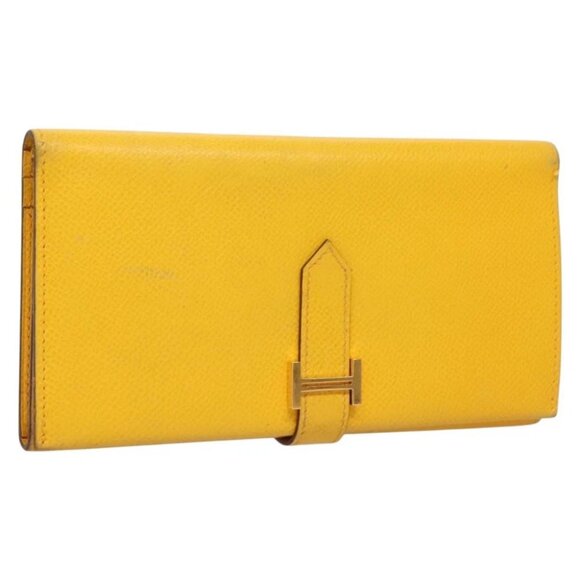 HERMES Bean Wallet Leather Yellow - Picture 1 of 14